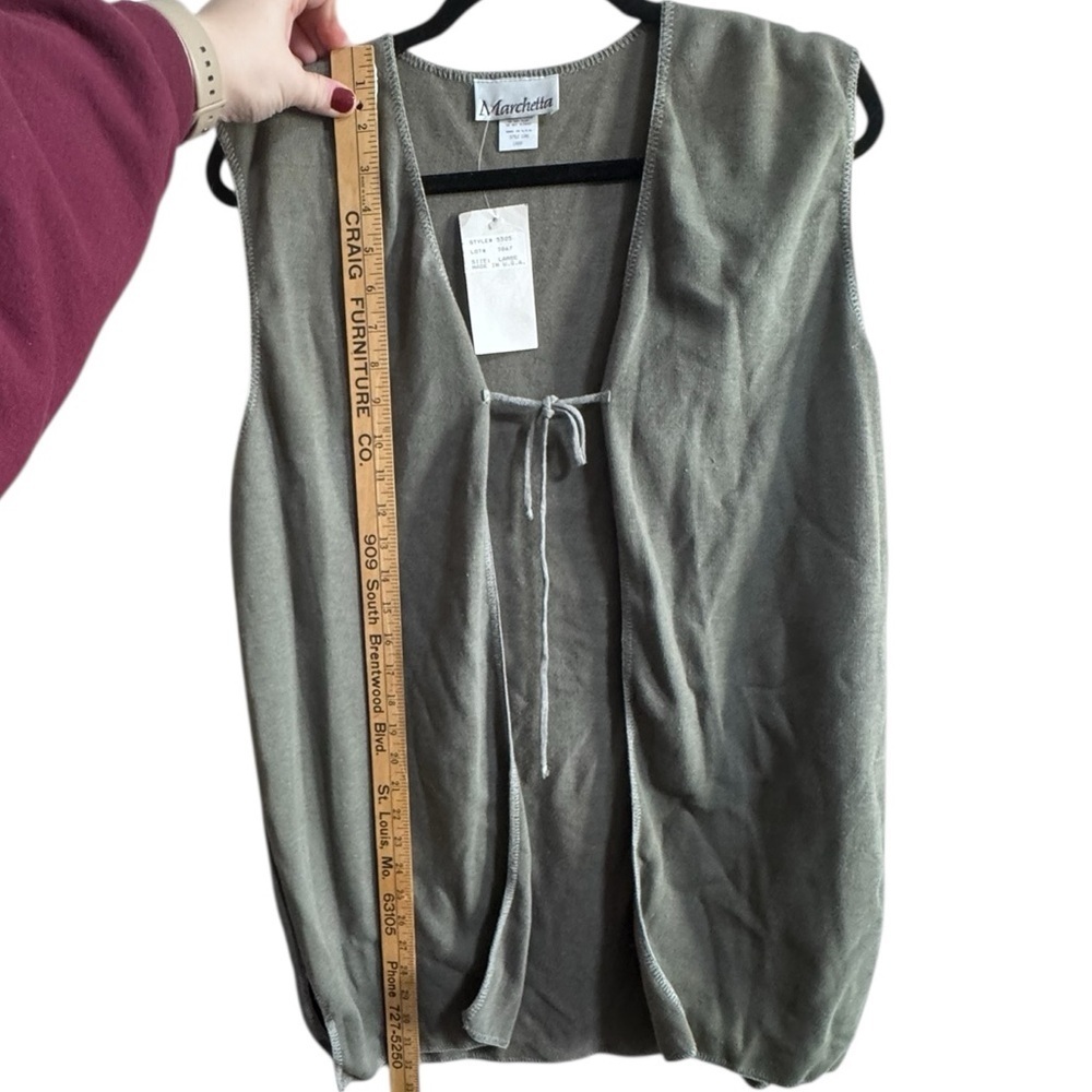 Marchetta Open Front Tie Vest Gray Women’s Large NWT Minimalist USA - Picture 5 of 8